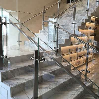 modern glass handrail , glass staircase, simple glass design